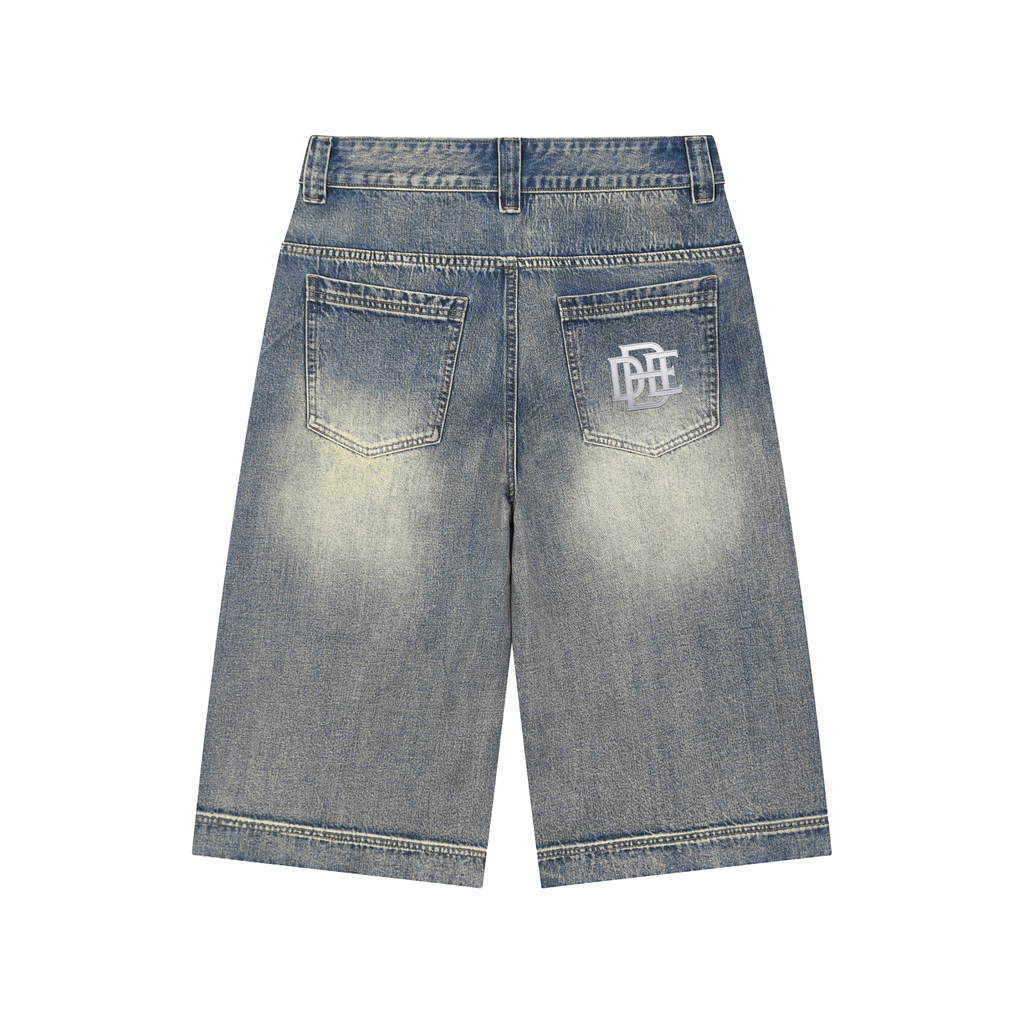 Vintage Wash Baggy Denim Shorts
