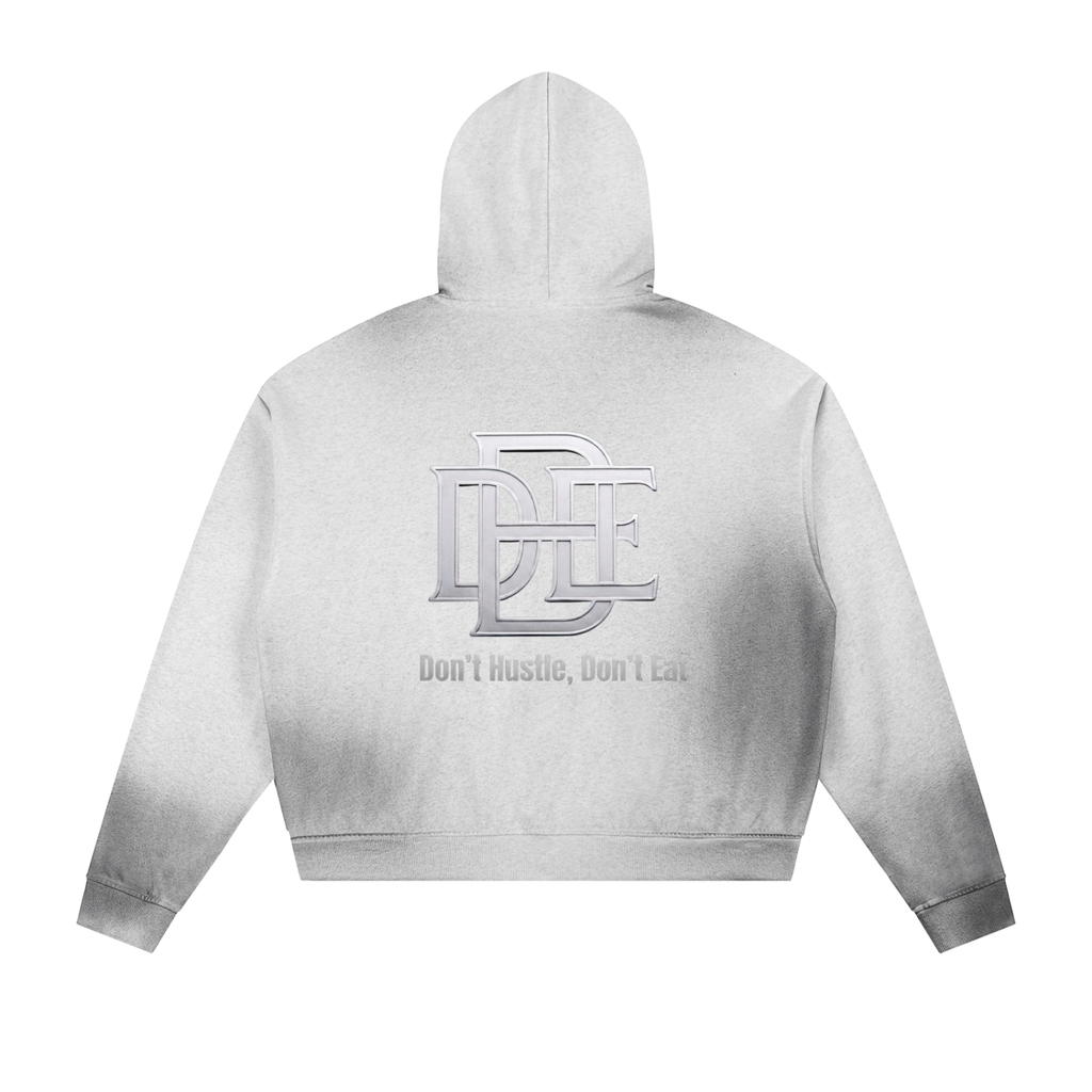 Sun Fade Frayed Raw Edge Fleece Zip Hoodie